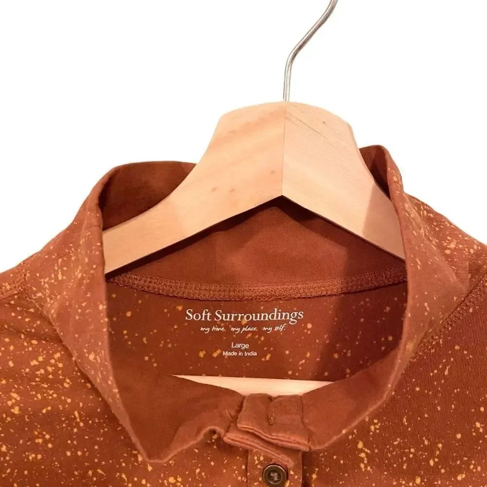 Soft Surrounding Half Button Collared/Turtleneck Long Sleeve Top in Size Large